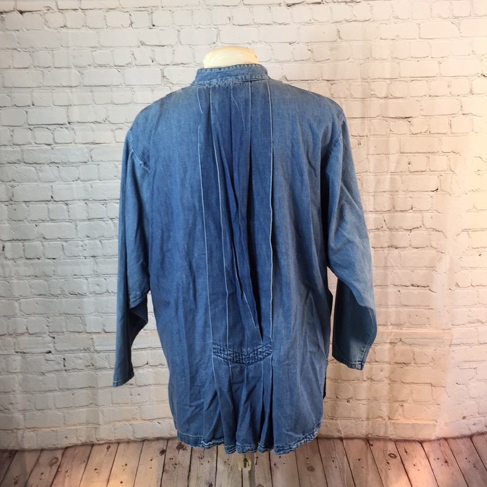 Outback Denim Button Down Shirt Box Pleate Top Medium - Picture 4 of 7